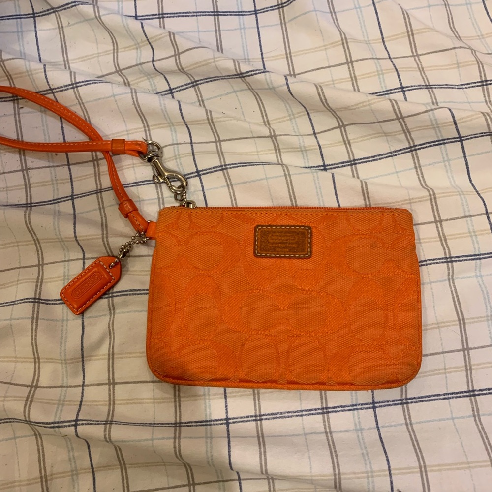 Coach orange purse matching wristlet